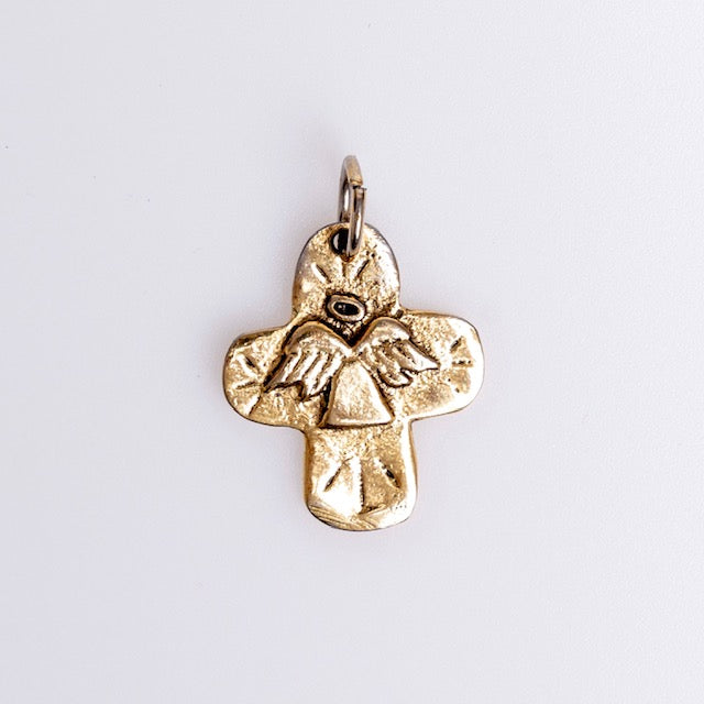 Add a Cross. 1 1/2" Gold Tone Angel Cross