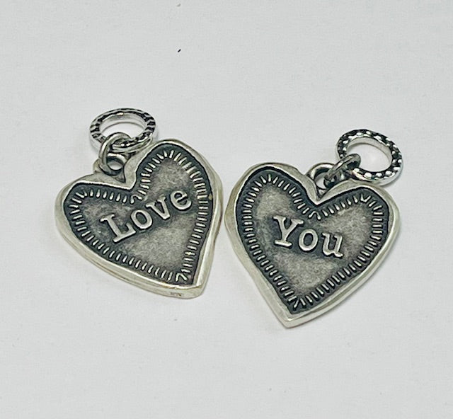 Love You 2 sided heart charm