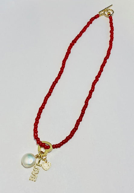Red Necklace with charms
